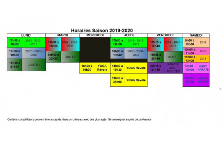 PLANNING SAISON 2019 - 2020